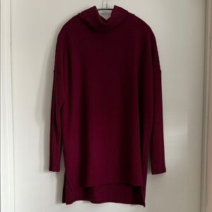 Time and Tru Burgundy Turtleneck Tunic Sweater